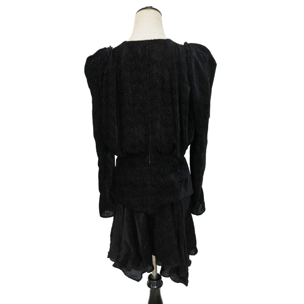 ISABEL MARANT Black Silk Viscose MARLIN Burnout Polka Dot Ruched Top 38 - Picture 10 of 11